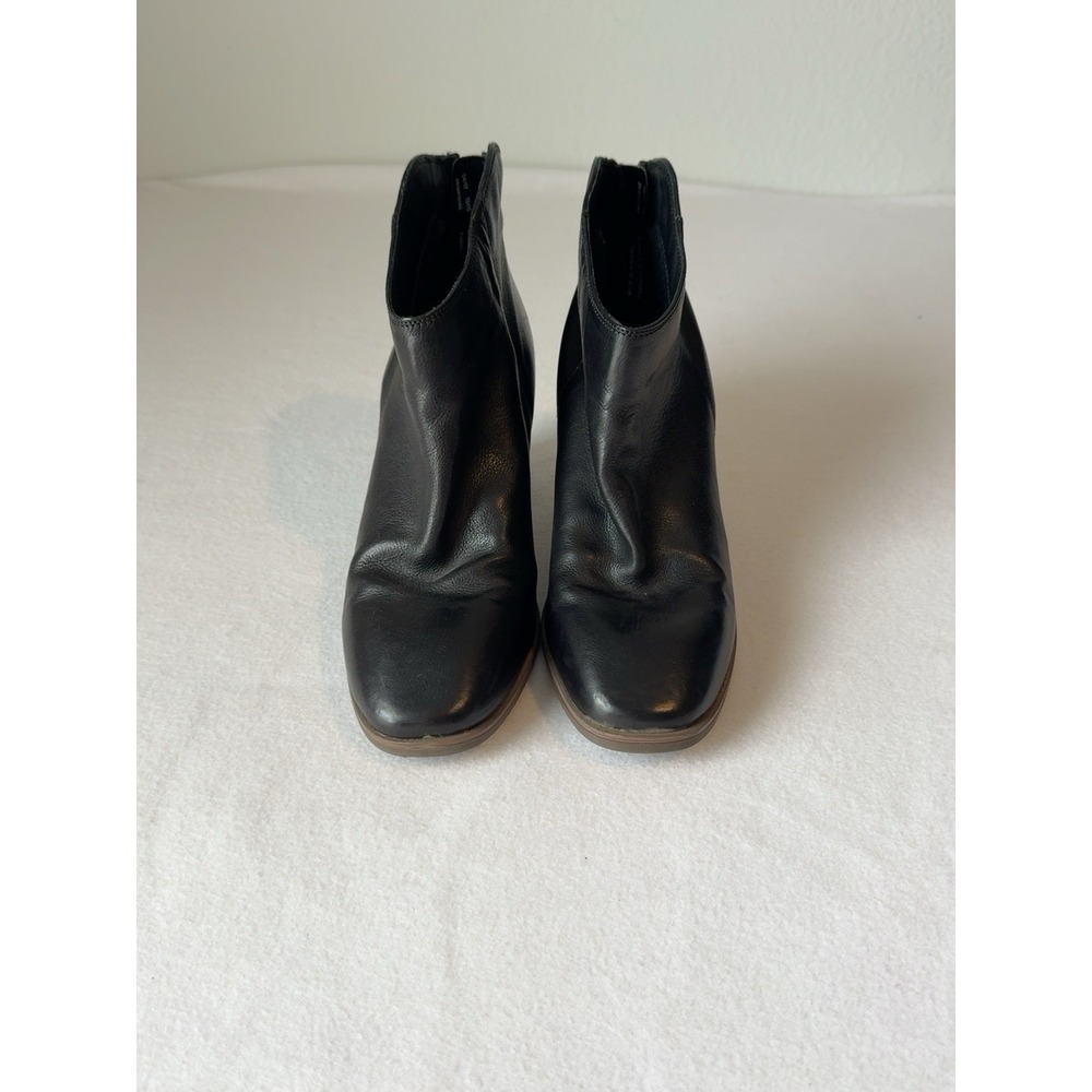 Clarks Melinda Williams Women's 8.5 Black Leather Ankle Boots Block Heel